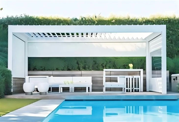Electric Roller Blind Motorized Aluminum Pergola factory